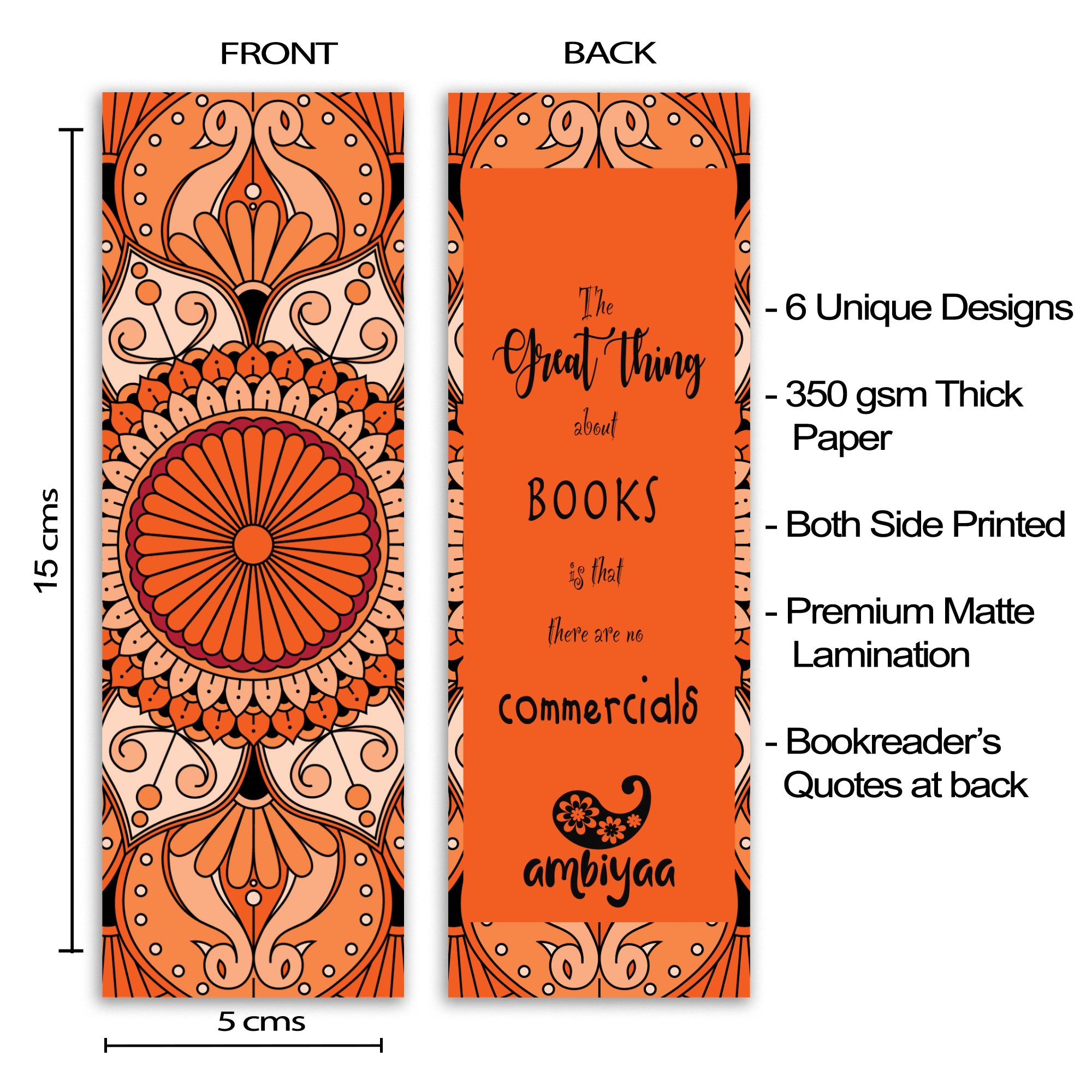 Mandala Bookmarks in Monochrome Colors - Set of 18