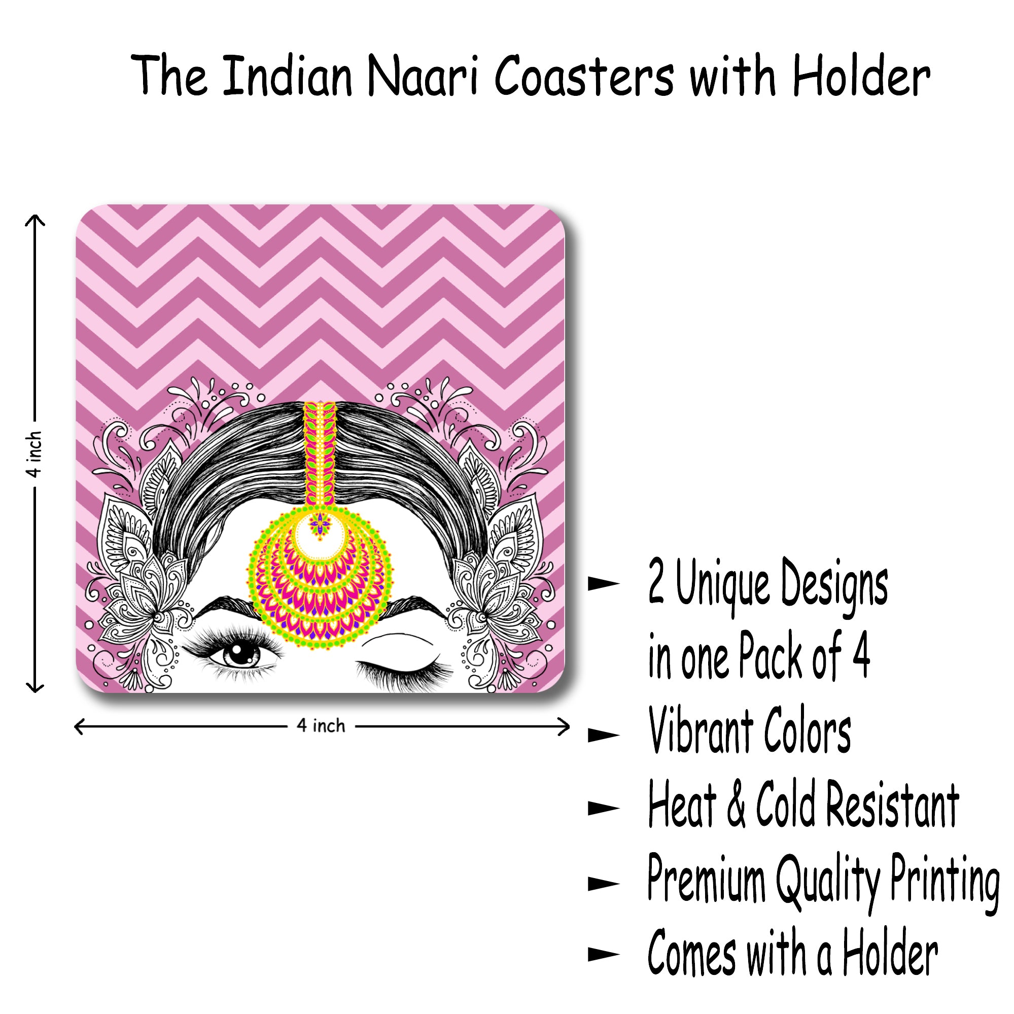 The Indian Nari Coasters - Set of 4 with Case