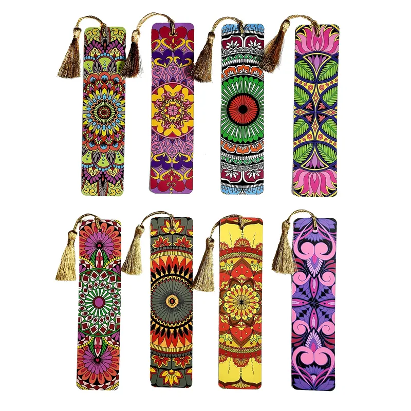 Mandala Bookmarks with Tassel - Set of 8