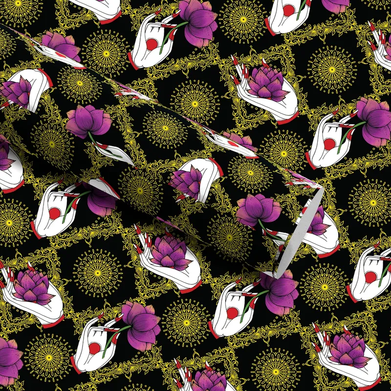 Mudra Black Gold Wrapping Paper