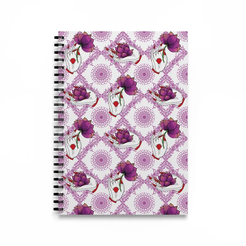 Mudra White Pink Spiral Notebook